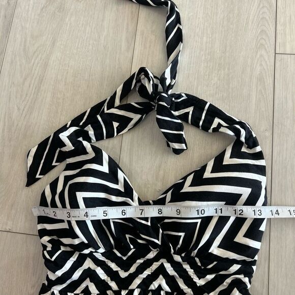 Soma Womens Black White Halter Dress Maxi Full Length Stretch size xs - Picture 3 of 6